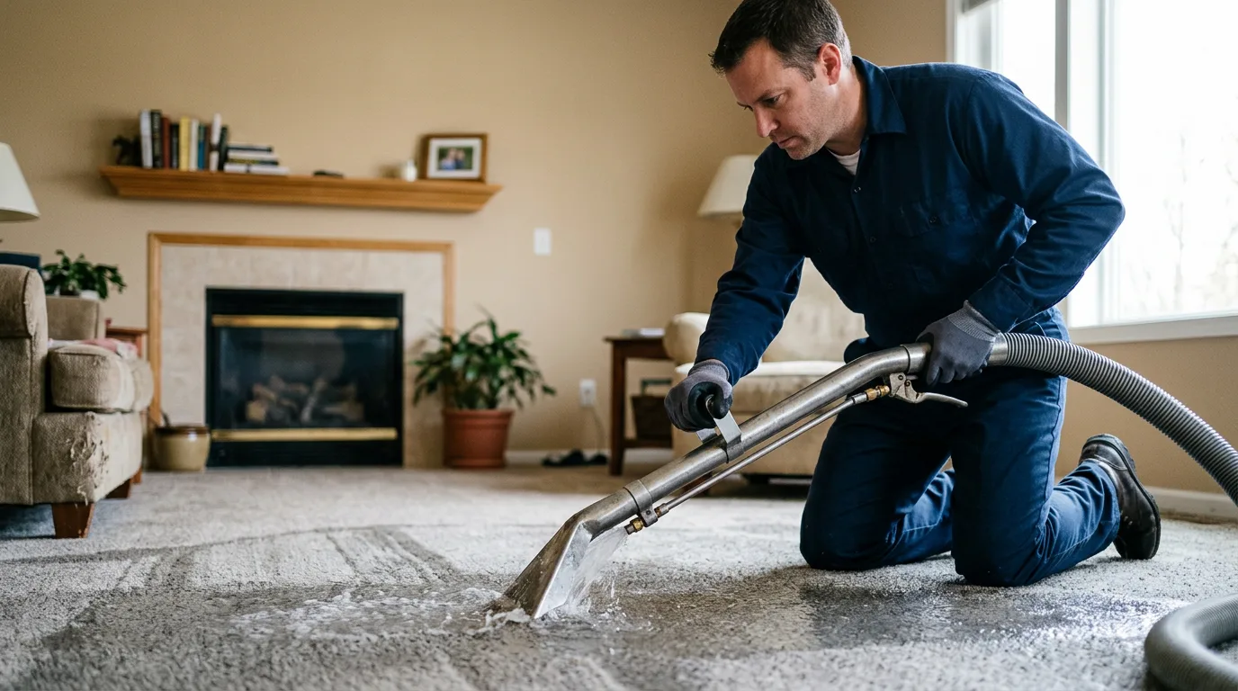 Water damage restoration technician working near Prophetstown, IL